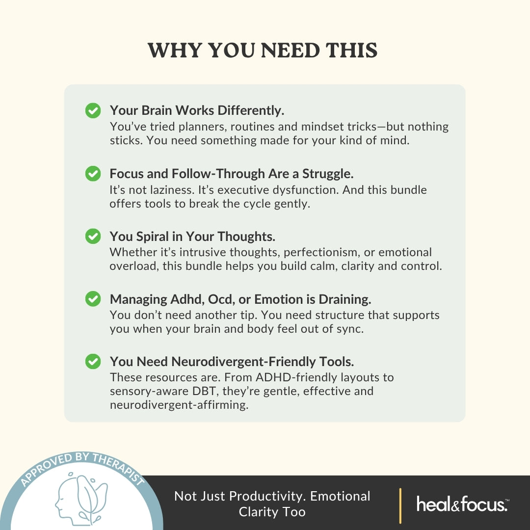 The Focus & Functioning Bundle | ADHD, OCD & Executive Skills Toolkit | 5 Expert Workbooks to Boost Focus, Structure, Thoughts, Goals, & Emotional Clarity