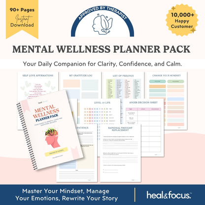 Mental Wellness Planner Pack | Prioritize Self-Care & Peace