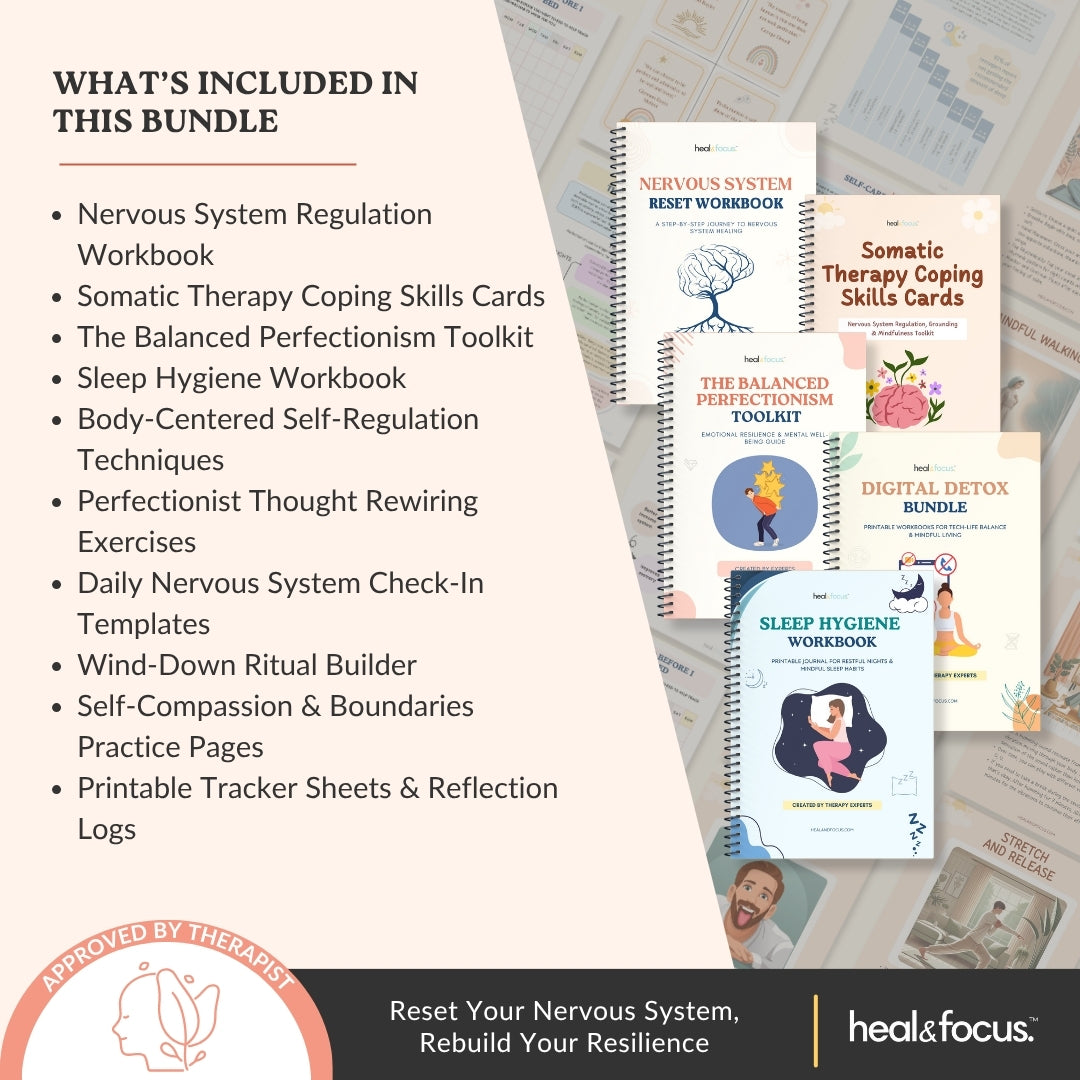 5 Workbooks in 1 Bundle - The Calm & Clarity Bundle | Workbooks, Worksheets, Planner, Journal - Therapy, Tools for Instant Relief, Ease Anxiety, Rebuild Resilience, Emotional Balance, Rest & Inner Balance