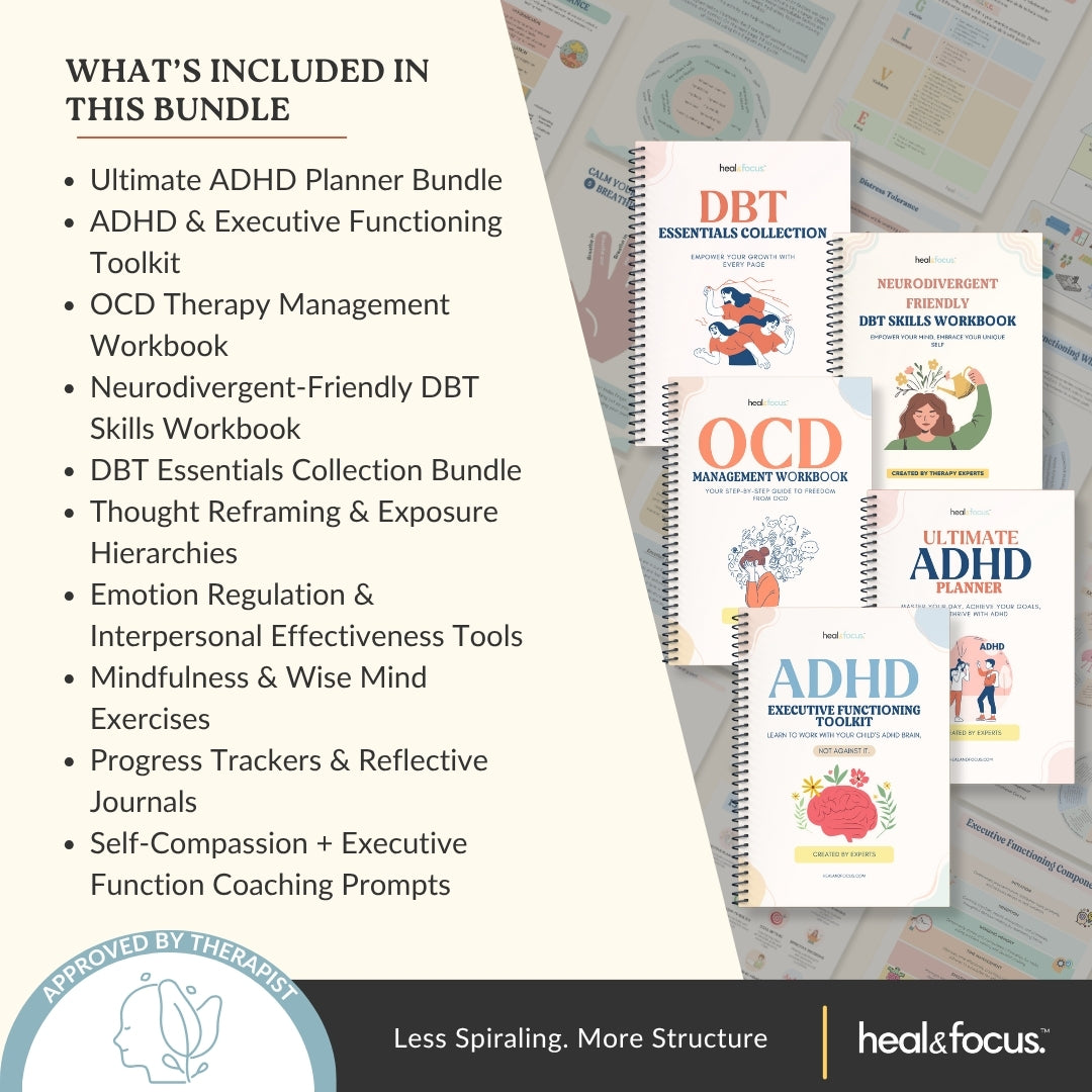 The Focus & Functioning Bundle | ADHD, OCD & Executive Skills Toolkit | 5 Expert Workbooks to Boost Focus, Structure, Thoughts, Goals, & Emotional Clarity