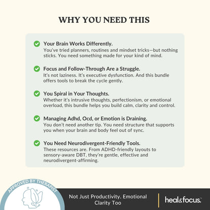 The Focus & Functioning Bundle | ADHD, OCD & Executive Skills Toolkit | 5 Expert Workbooks to Boost Focus, Structure, Thoughts, Goals, & Emotional Clarity